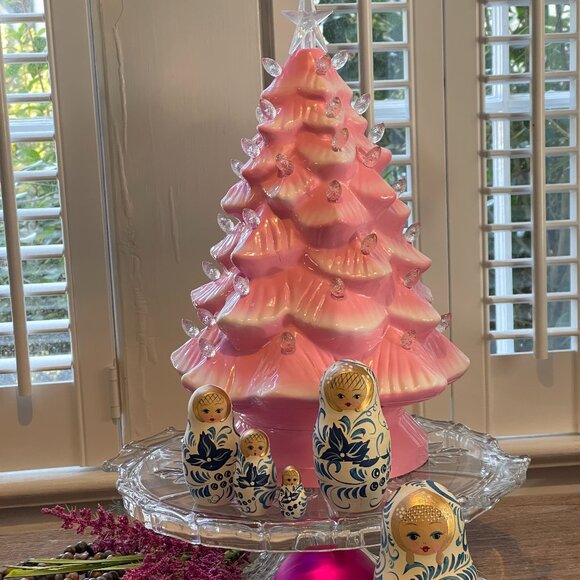 14" Lit Nostalgic --Safe Acrylic! Tree-NEW- Gorgeous Kitch Retro! - Picture 4 of 16